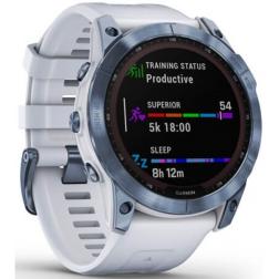 Garmin Fenix 7x Sapphire Solar Mineral Blue DLC Titanium / Whitestone Band