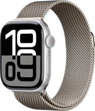 Apple Watch Series 10 42mm Silver Titanium Case with Milanese Loop, Natural