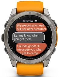 Умные часы Garmin Fenix 8 51 мм AMOLED Sapphire Titanium, светло-серый, оранжевый силиконовый ремешок (010-02905-11)