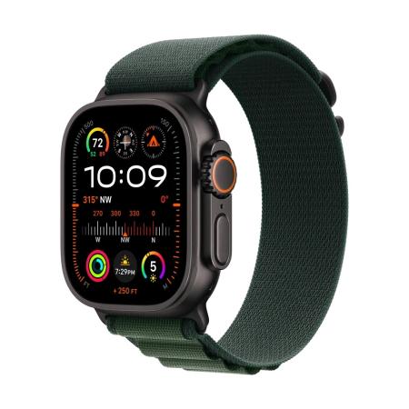 Apple Watch Ultra 2 (2024) 49mm Black Titanium Case with Dark Green Alpine Loop Small