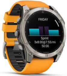 Умные часы Garmin Fenix 8 51 мм AMOLED, серебристый с оранжевым ремешком (010-02905-10)