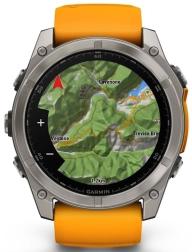 Умные часы Garmin Fenix 8 51 мм AMOLED Sapphire Titanium, светло-серый, оранжевый силиконовый ремешок (010-02905-11)
