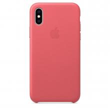 Кожанный чехол для iPhone XS, цвет розовый пион