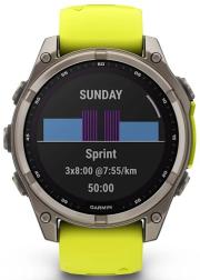 Умные часы Garmin Fenix 8 47mm Solar, Sapphire, титановый серый с желтым ремешком (010-02906-21)
