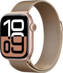 Apple Watch Series 10 42mm Rose Gold Aluminum Case with Milanese Loop, Gold